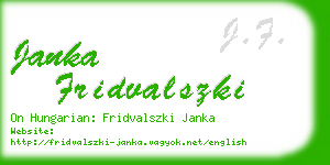janka fridvalszki business card